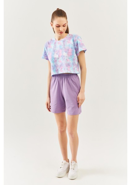 Batik Aqua Oversize Rahat %100 Pamuklu Penye Bisiklet Yaka Kısa Kol Basic Crop T-Shirt fırsatları