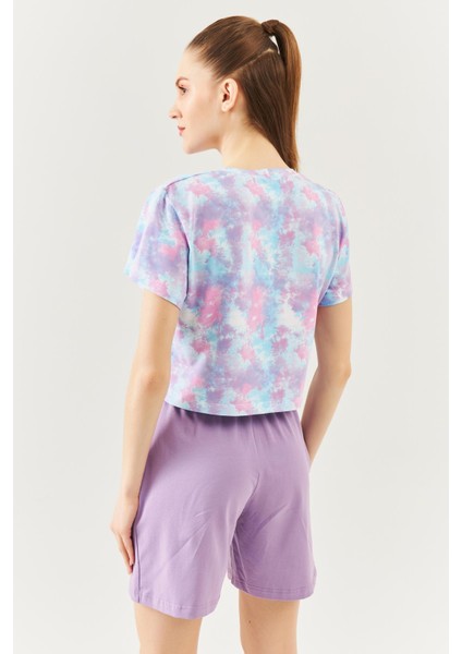 Batik Aqua Oversize Rahat %100 Pamuklu Penye Bisiklet Yaka Kısa Kol Basic Crop T-Shirt indirimleri