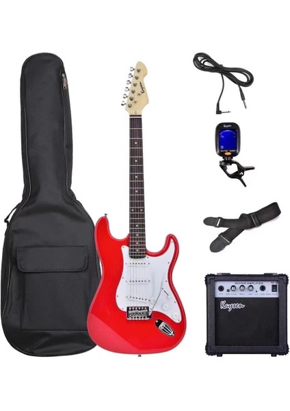 3M Music Elektro Gitar Sss Manyetik Elektro Gitar Seti Gitar+Amfi+Kılıf+Kablo+Askı Kayışı+Akort Cihazı+Pena