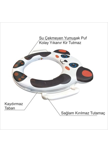 Çocuk Bebek Yumuşak Puf Köpekli Wc Tuvalet Hela Tualet Klozet Kapağı Oturağı Adaptörü Lazımlık Ördek