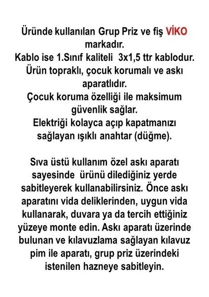 Multi-Let 4'lü Anahtarlı 8 Metre Topraklı Çocuk Korumalı Kablolu Grup Priz