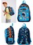 Erkek Üç Bölmeli Okul Sırt Çantası Beslenme Çantası ve Kale mlik Seti Lacivert Mavi Astronot 3