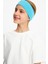 Aqua-Beyaz Kız Pamuklu Penye T-Shirt Bandana 2^li Takım -Spor Rahat Best Of Koleksiyon 3 5