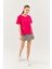 Fuşya Oversize Rahat %100 Pamuklu Penye Bisiklet Yaka Kısa Kol Basic T-Shirt 3