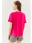 Fuşya Oversize Rahat %100 Pamuklu Penye Bisiklet Yaka Kısa Kol Basic T-Shirt 5