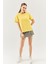 Sarı Oversize Rahat %100 Pamuklu Penye Bisiklet Yaka Kısa Kol Basic T-Shirt 3