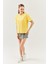Sarı Oversize Rahat %100 Pamuklu Penye Bisiklet Yaka Kısa Kol Basic T-Shirt 4