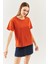 Kiremit Oversize Rahat %100 Pamuklu Penye Bisiklet Yaka Kısa Kol Basic T-Shirt 2