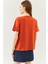 Kiremit Oversize Rahat %100 Pamuklu Penye Bisiklet Yaka Kısa Kol Basic T-Shirt 5
