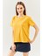 Hardal Oversize Rahat Pamuklu Penye Bisiklet Yaka Kısa Kol Basic T-Shirt 2