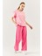 Pembe Oversize Rahat %100 Pamuklu Penye Bisiklet Yaka Kısa Kol Basic T-Shirt 3
