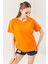Turuncu Oversize Rahat Pamuklu Penye Bisiklet Yaka Kısa Kol Basic T-Shirt 1