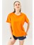 Turuncu Oversize Rahat Pamuklu Penye Bisiklet Yaka Kısa Kol Basic T-Shirt 2