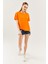 Turuncu Oversize Rahat Pamuklu Penye Bisiklet Yaka Kısa Kol Basic T-Shirt 4