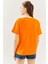Turuncu Oversize Rahat Pamuklu Penye Bisiklet Yaka Kısa Kol Basic T-Shirt 5