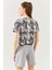 Batik Gri Oversize Rahat %100 Pamuklu Penye Bisiklet Yaka Kısa Kol Basic Crop T-Shirt 5