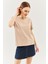 Açık Kahve Oversize Rahat %100 Pamuklu Penye Bisiklet Yaka Kısa Kol Basic T-Shirt 2