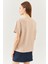 Açık Kahve Oversize Rahat %100 Pamuklu Penye Bisiklet Yaka Kısa Kol Basic T-Shirt 5