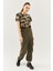 Kamuflaj Oversize Rahat Pamuklu Penye Bisiklet Yaka Kısa Kol Basic Crop T-Shirt 4