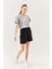 Gri Oversize Rahat Pamuklu Penye Bisiklet Yaka Kısa Kol Basic Crop T-Shirt 3