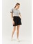 Gri Oversize Rahat Pamuklu Penye Bisiklet Yaka Kısa Kol Basic Crop T-Shirt 4