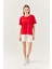 Kırmızı Oversize Rahat Pamuklu Penye Bisiklet Yaka Kısa Kol Basic T-Shirt 2