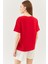 Kırmızı Oversize Rahat Pamuklu Penye Bisiklet Yaka Kısa Kol Basic T-Shirt 5