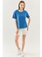 Mavi Oversize Rahat Pamuklu Penye Bisiklet Yaka Kısa Kol Basic T-Shirt 4