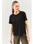 Siyah Oversize Rahat Pamuklu Penye Bisiklet Yaka Kısa Kol Basic T-Shirt 2