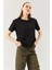 Siyah Oversize Rahat Pamuklu Penye Bisiklet Yaka Kısa Kol Basic T-Shirt 3