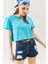Aqua Oversize Rahat Pamuklu Penye Bisiklet Yaka Kısa Kol Basic Crop T-Shirt 3
