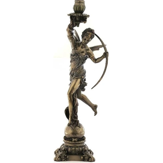 Veronese Peri Kızlı Mitolojik Diana Mumluk Figür 45 cm