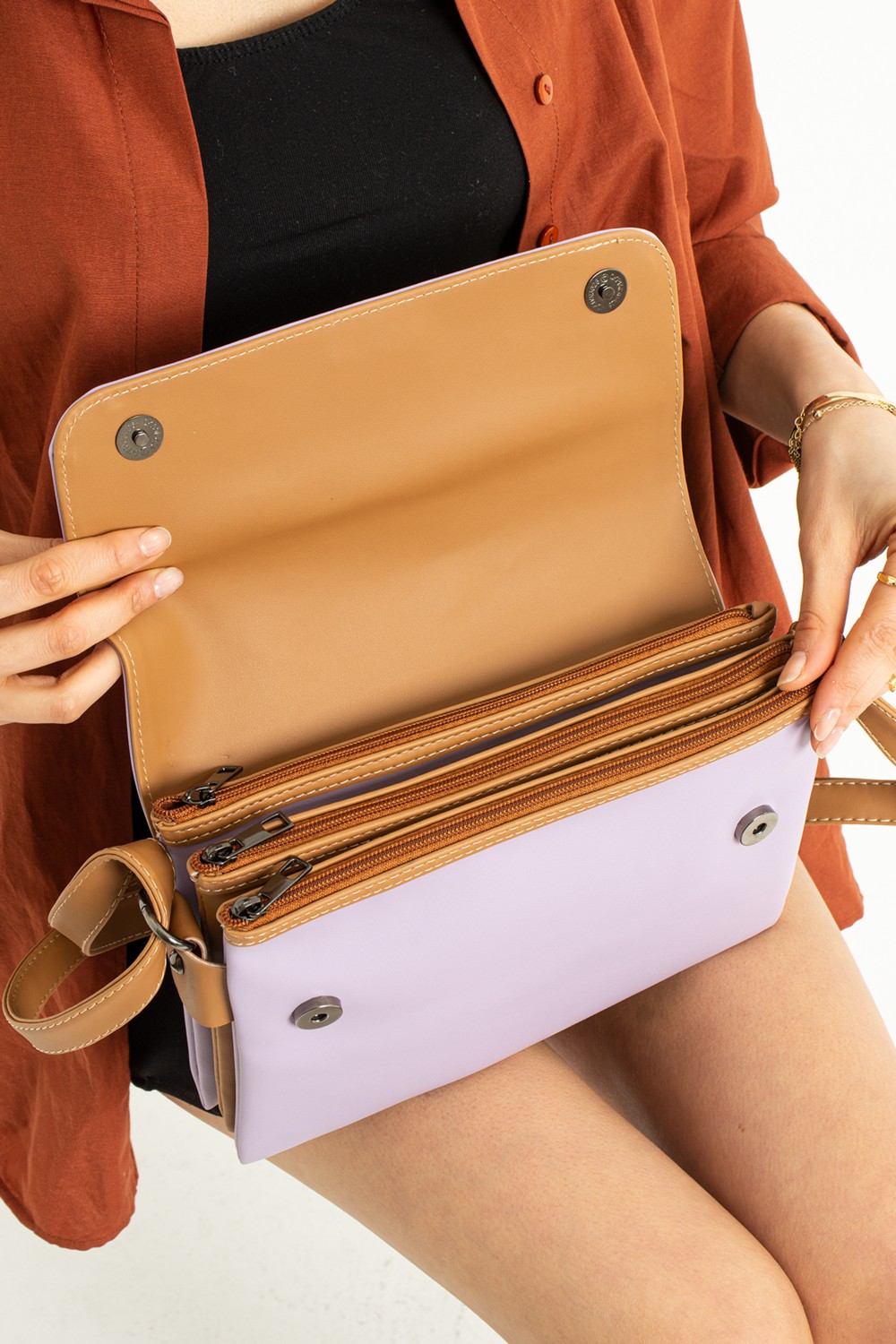 unique crane bags Kadın Siyah Çapraz, Omuz, Postacı Çantası görsel 6