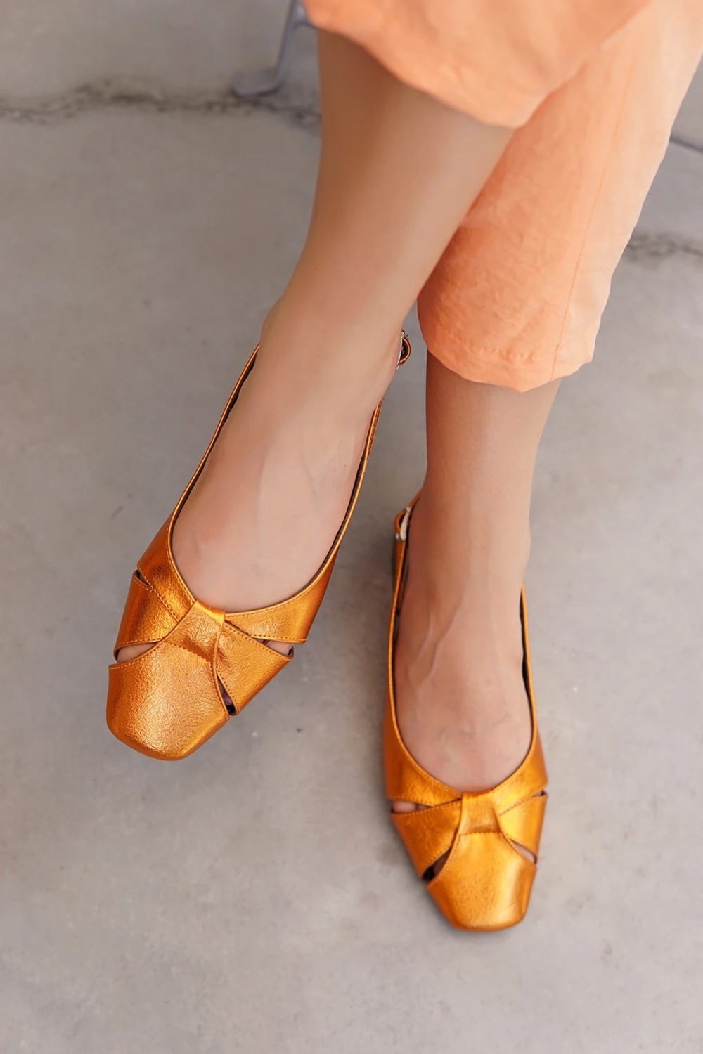 Laminta Goldie Turuncu Düz Casual Kadın Babet