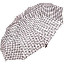 Snotline Tam Otomatik Kadın Şemsiye Ekose Desen Bej 225L