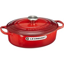 Le Creuset Signature Kapaklı Dökme Demir Kızartma Makinesi, Çap 27 Cm, Oval, 3,4 L, Kiraz Kırmızısı,