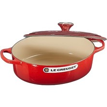 Le Creuset Signature Kapaklı Dökme Demir Kızartma Makinesi, Çap 27 Cm, Oval, 3,4 L, Kiraz Kırmızısı,