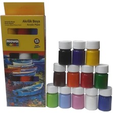 Nova Color Akrilik Boya 12 Renk 17 ml 1 Paket Akrilik Boya Seti 12 Li Ahşap Tuval Taş Ağaç Boyamalar Için Idea Boyama Seti