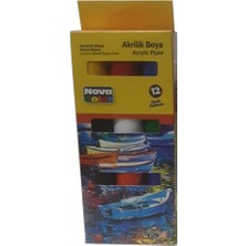 Nova Color Akrilik Boya 12 Renk 17 ml 1 Paket Akrilik Boya Seti 12 Li Ahşap Tuval Taş Ağaç Boyamalar Için Idea Boyama Seti