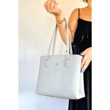 Just Polo 2 Bölmeli 5 Gözlü Gofraj Baskılı Büyük Boy Kadın Omuz Çantası 4028 Gri