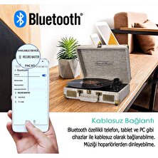 Record Master ST14012 Retro Pikap Bluetooth Özellikli Özel Kumaş Kaplama Tüm Plakları Çalabilme