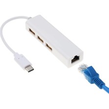 Brs Type-C Ethernet USB Girişli Type C Çoklayıcı 3 Port USB 1 Port RJ45 Ethernet Adaptör