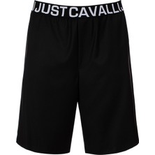 Just Cavalli Lastikli Bel Slim Fit Siyah Erkek Bermuda Şort 74OBD131N0203899