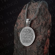 Takılingo 925 Ayar Gümüş Ayetel Kürsi Yazılı Dua Erkek Kolye