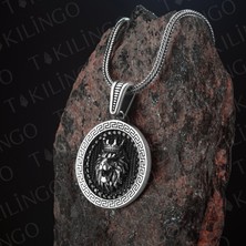Takılingo 925 Ayar Gümüş Zirkon Taşlı Kral Tacı Motifli Usta Işi Erkek Kolye