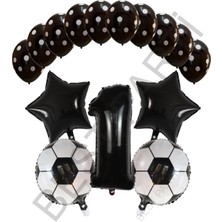 Best Parti Siyah Rakam Futbol Topu Yıdız Folyo ve Puanlı Balon Seti Yaş 1