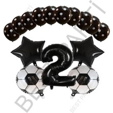 Best Parti Siyah Rakam Futbol Topu Yıdız Folyo ve Puanlı Balon Seti Yaş 2