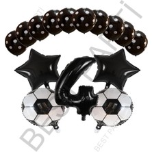 Best Parti Siyah Rakam Futbol Topu Yıdız Folyo ve Puanlı Balon Seti Yaş 4
