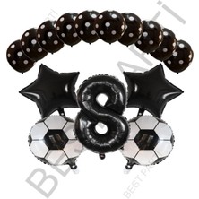 Best Parti Siyah Rakam Futbol Topu Yıdız Folyo ve Puanlı Balon Seti Yaş 8
