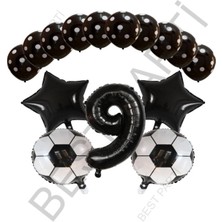Best Parti Siyah Rakam Futbol Topu Yıdız Folyo ve Puanlı Balon Seti Yaş 9